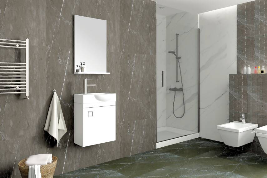 Aquanil Mini 45 Sağ Lavabolu Aynalı Banyo Dolabı - 1