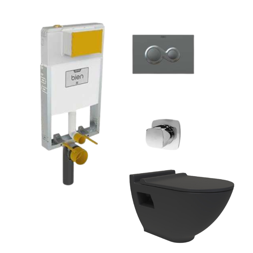 Bien Gömme Rezervuar + Bien Harmony Mat Siyah Klozet Seti - 1