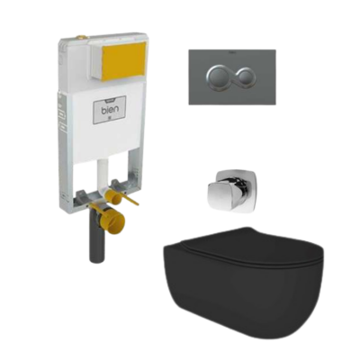 Bien Gömme Rezervuar Seti + Bien Vokha Mat Siyat Asma Klozet Seti - Bien