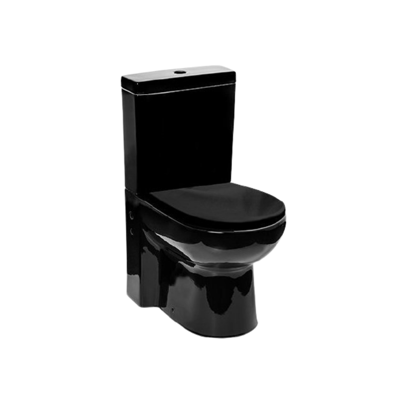 Capri Parlak Siyah Duvara Sıfır Klozet Seti (Kapak Dahil) - 1