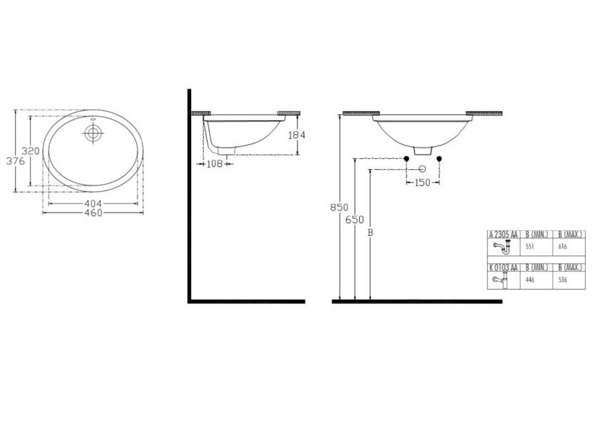 Strada O Tezgah Altı Lavabo 46cm - 2