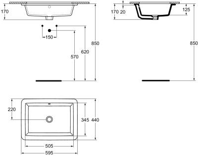 Strada Tezgah Altı Lavabo 59cm - 2