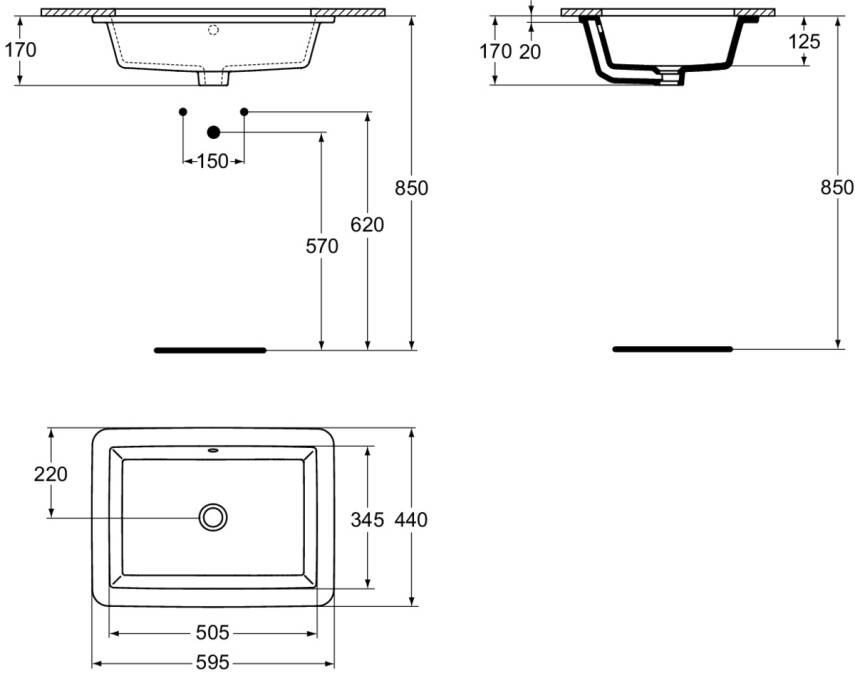 Strada Tezgah Altı Lavabo 59cm - 2